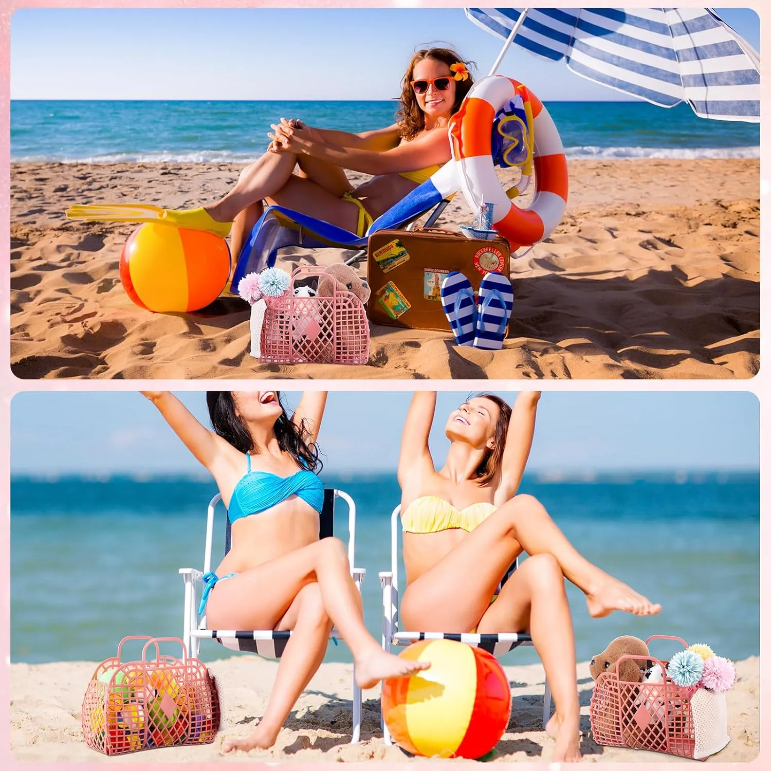 Tatuo 8 Pcs Jelly Purse Jelly Basket Beach Bags Reusable Handbags Plastic Easter Egg Basket for Women Girls kid