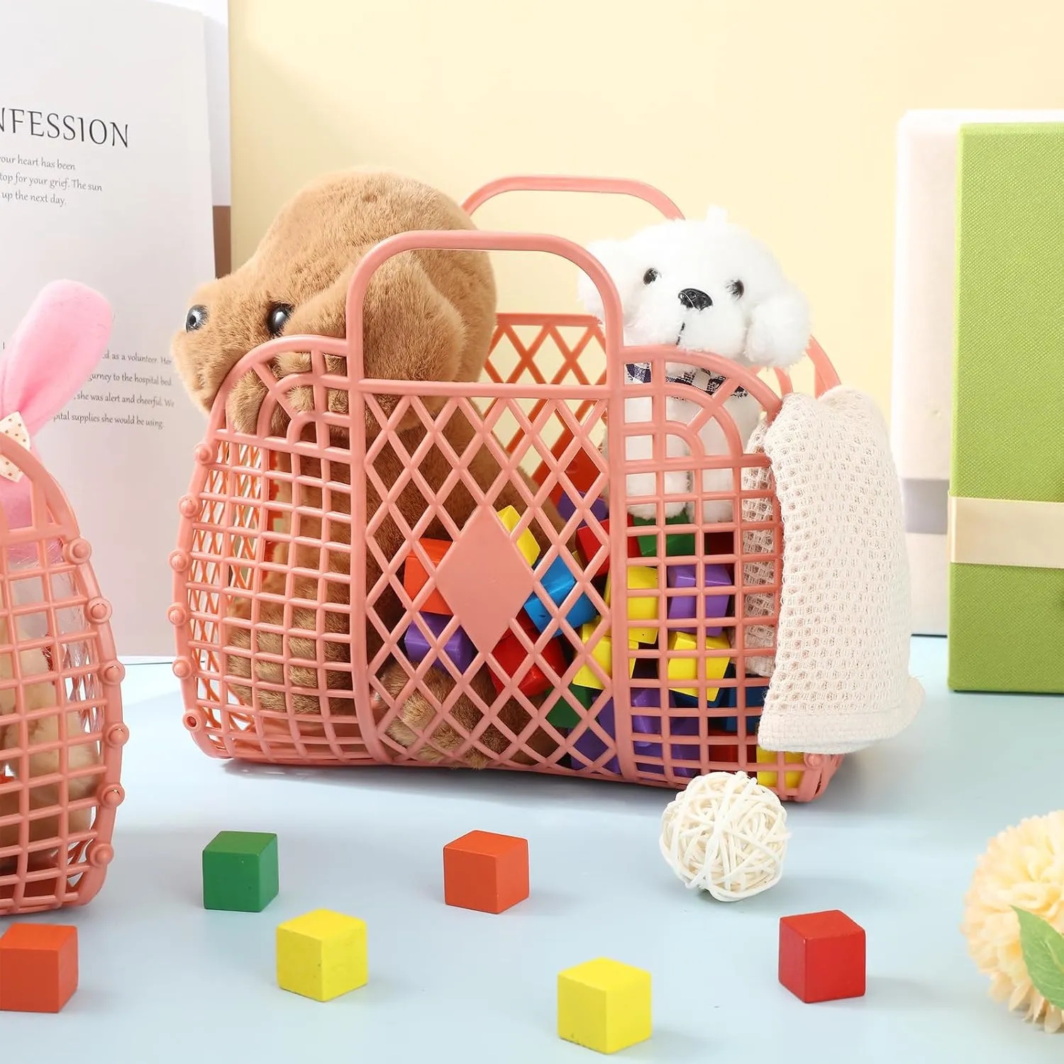 Tatuo 8 Pcs Jelly Purse Jelly Basket Beach Bags Reusable Handbags Plastic Easter Egg Basket for Women Girls kid