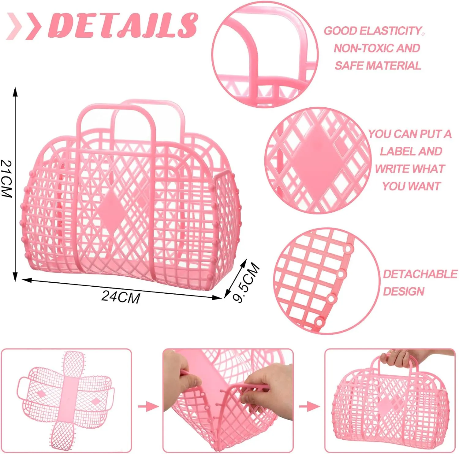 Tatuo 8 Pcs Jelly Purse Jelly Basket Beach Bags Reusable Handbags Plastic Easter Egg Basket for Women Girls kid