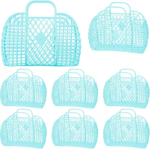 Tatuo 8 Pcs Jelly Purse Jelly Basket Beach Bags Reusable Handbags Plastic Easter Egg Basket for Women Girls kid
