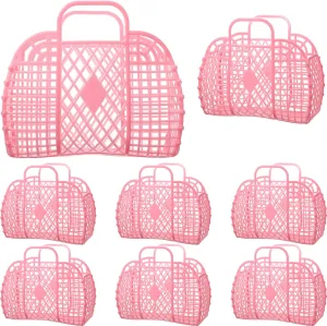 Tatuo 8 Pcs Jelly Purse Jelly Basket Beach Bags Reusable Handbags Plastic Easter Egg Basket for Women Girls kid