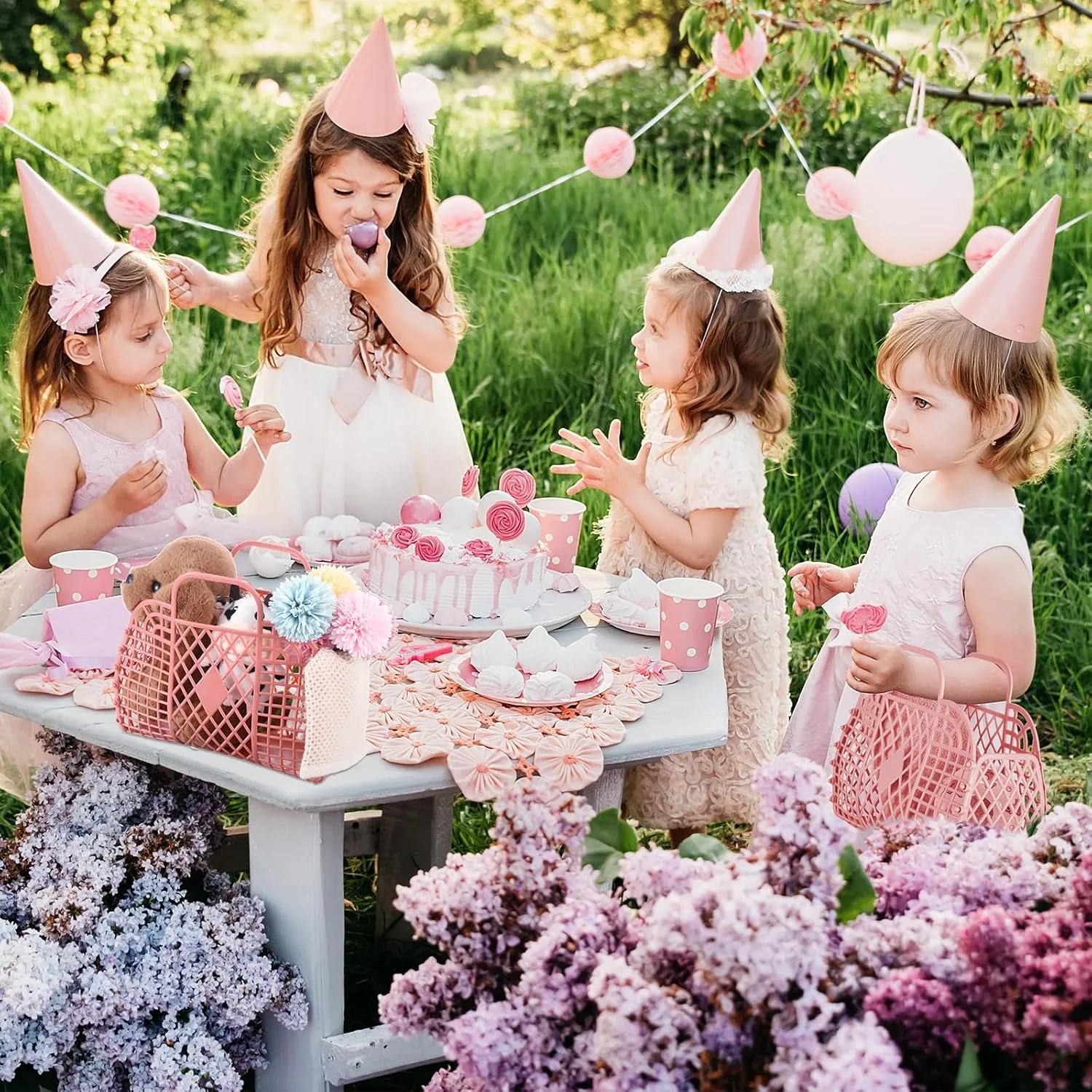 Tatuo 8 Pcs Jelly Purse Jelly Basket Beach Bags Reusable Handbags Plastic Easter Egg Basket for Women Girls kid