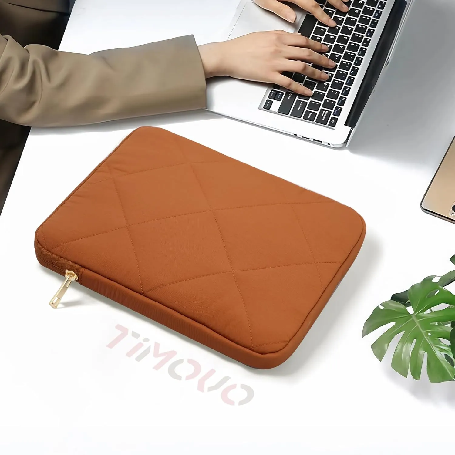 TiMOVO 9-11 Inch Puffy Tablet Sleeve for Women, iPad Carrying Travel Bag Fit iPad 11-inch A16 2025, iPad 10th Gen. 10.9", iPad 10.2", iPad Air 11/Air 5th/4th Gen. 10.9", Galaxy Tab A9 Plus 11", Latte