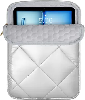 TiMOVO 9-11 Inch Puffy Tablet Sleeve for Women, iPad Carrying Travel Bag Fit iPad 11-inch A16 2025, iPad 10th Gen. 10.9", iPad 10.2", iPad Air 11/Air 5th/4th Gen. 10.9", Galaxy Tab A9 Plus 11", Silver