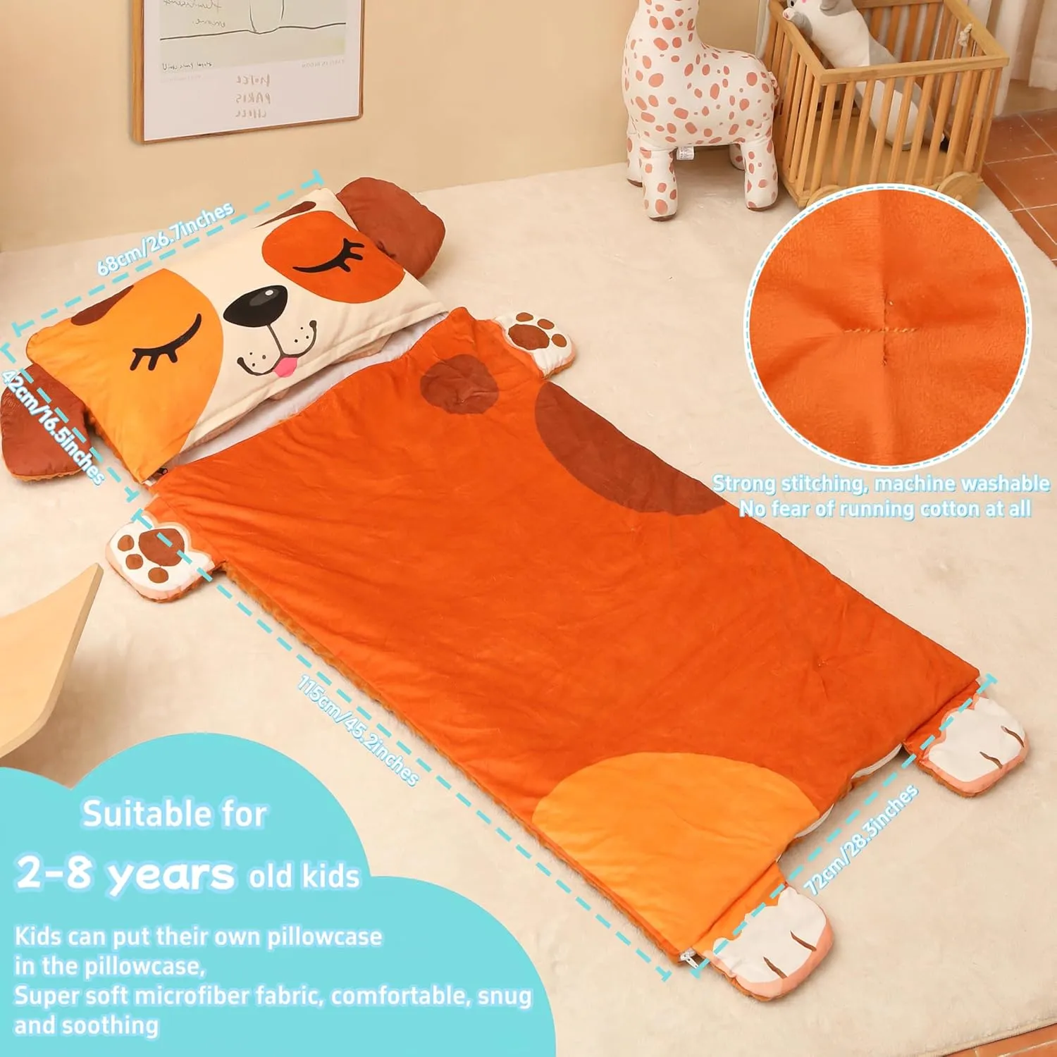 Toddler Nap Mat for Kids Sleeping Mat Napping Mats Slumber Bags Foldable and Portable for Boys Girls Kindergarten Daycare Travel Camping