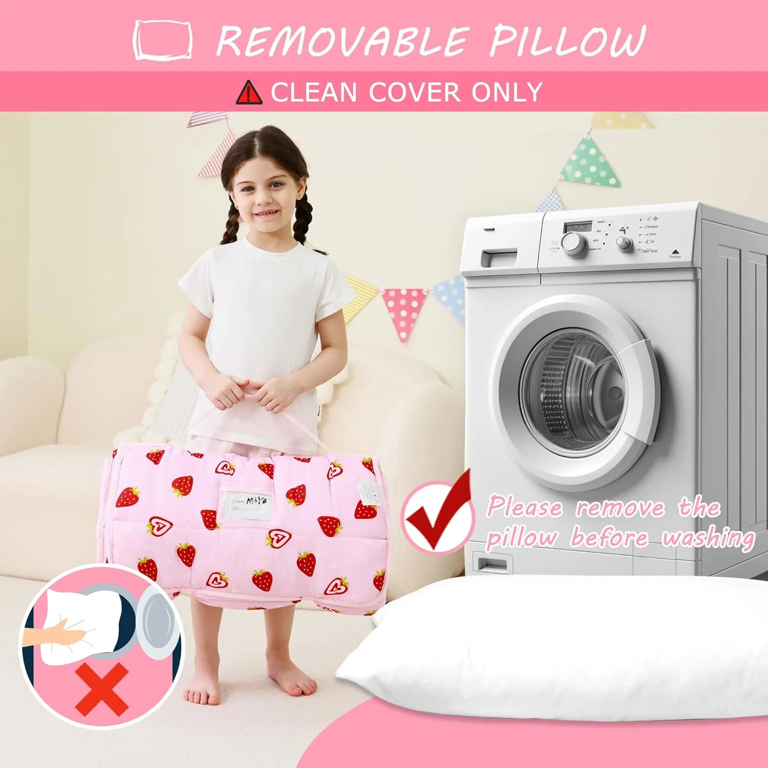 Toddler Nap Mat with Pillow and Blanket, Extra Large Rolled Napping Mats,Slumber Bags for Boys Girls,Kids Sleeping Bag for Daycare, Preschool Travel Camping