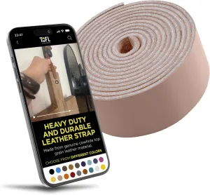 TOFL Genuine Top-Grain Leather Strap | 72 Inches Long | 3/4 Inch Wide | 1/16 Inch Thick (4-5 oz) | 1 Leather Strip for DIY Arts & Craft Projects, Clothing, Jewelry, Wrapping | Beige
