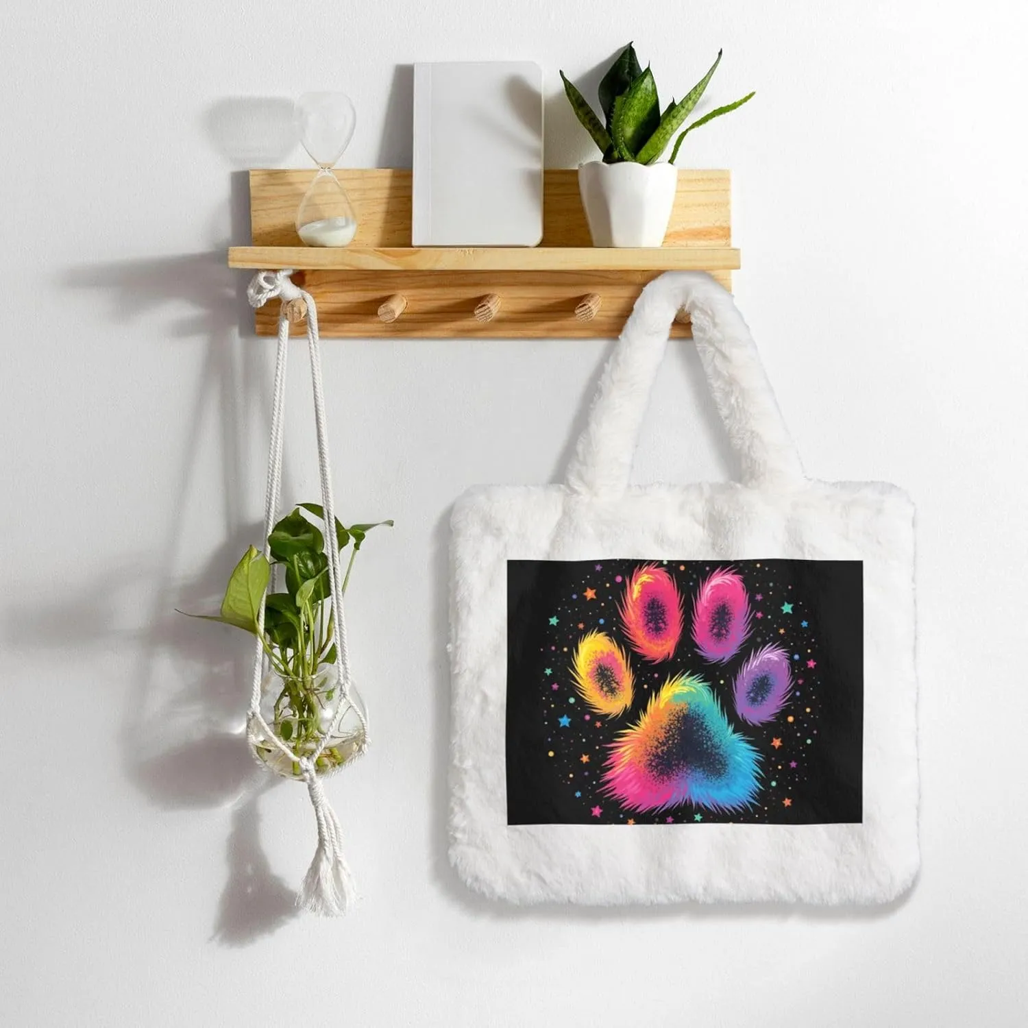 Tote Bag for Women Soft Winter Fluffy Fuzzy Furry Plush Top Handle Purse and Handbag