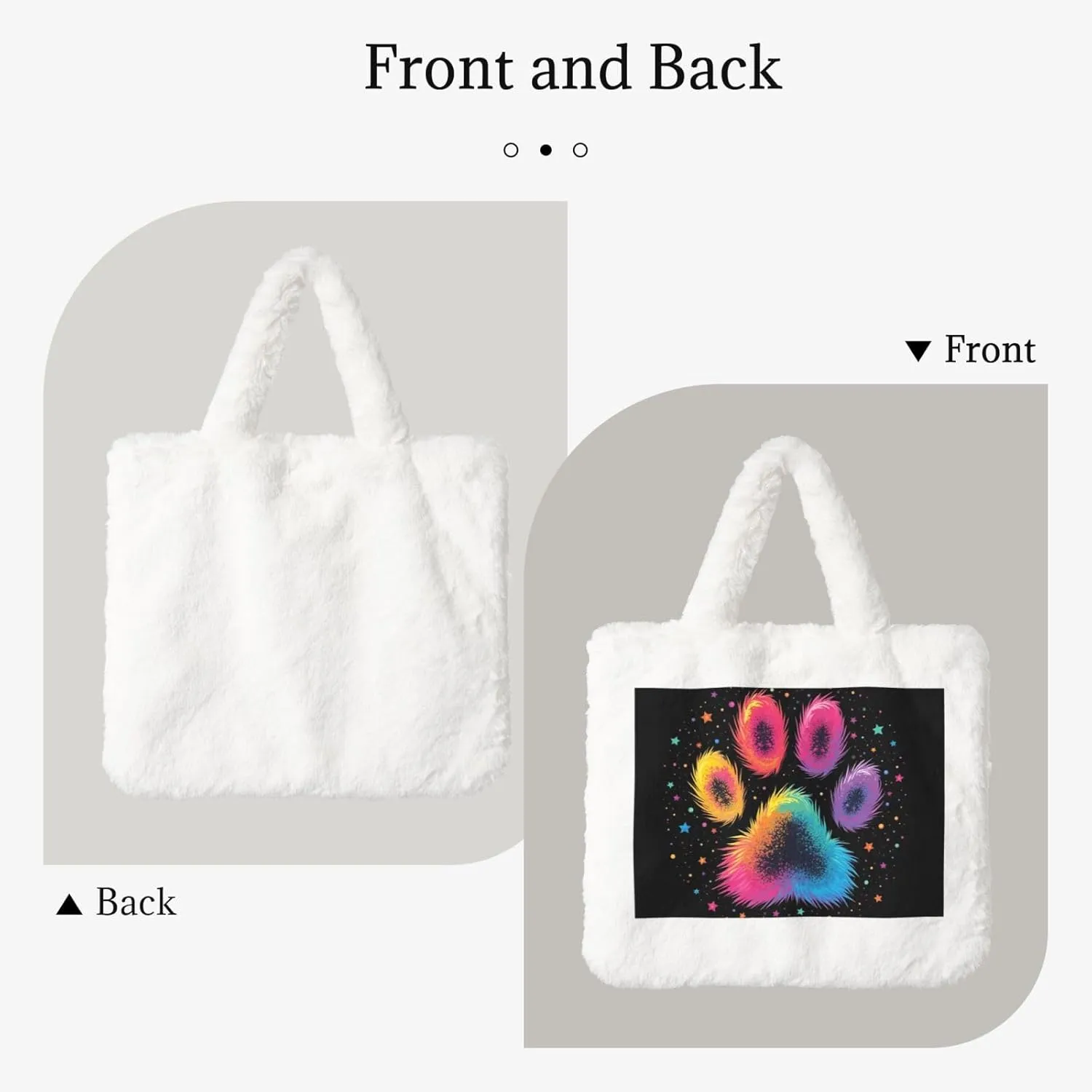 Tote Bag for Women Soft Winter Fluffy Fuzzy Furry Plush Top Handle Purse and Handbag