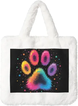 Tote Bag for Women Soft Winter Fluffy Fuzzy Furry Plush Top Handle Purse and Handbag