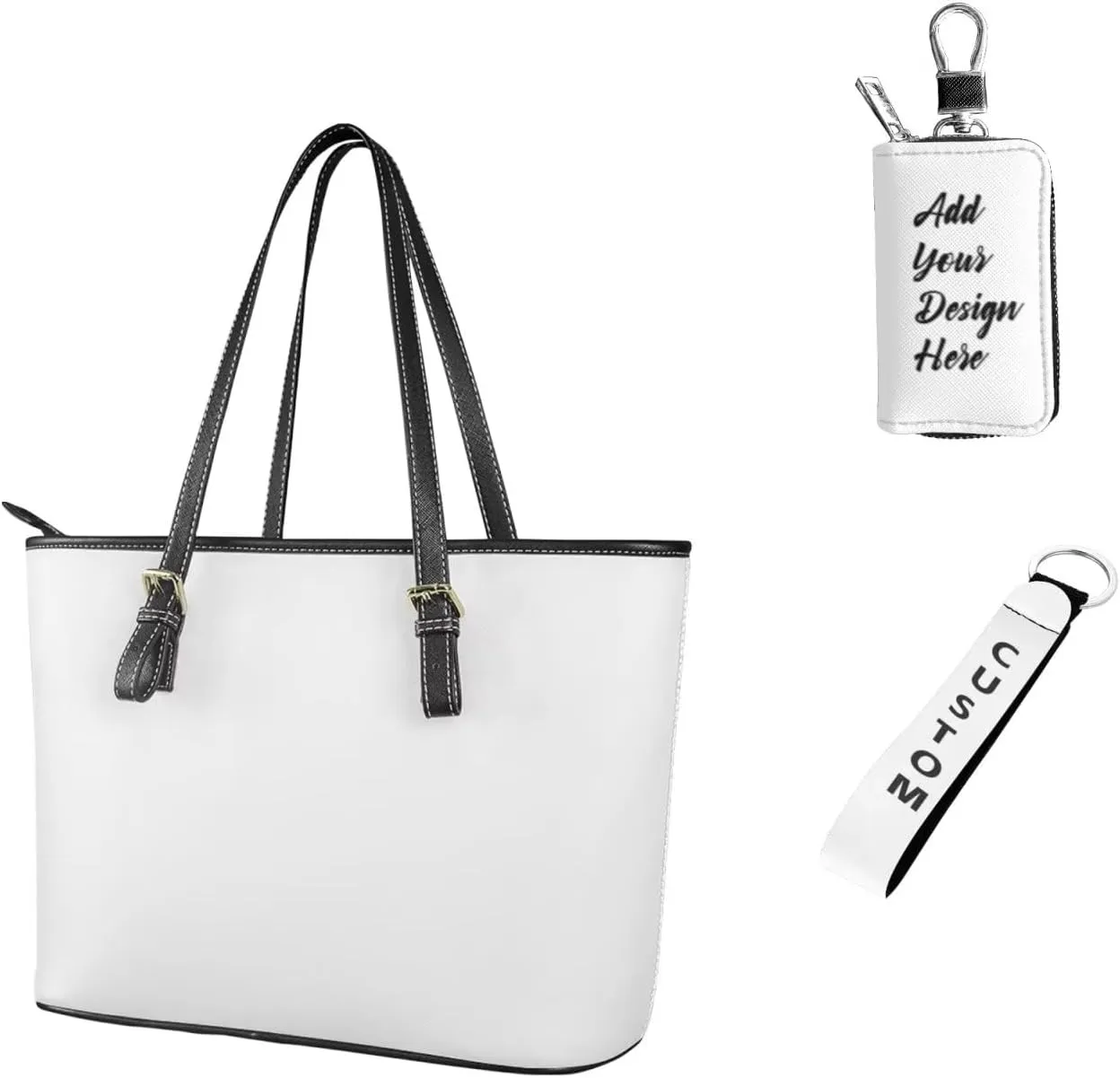 Tote Bags Set 3 Piece Shoulder Bag Saddle Bag Purses for Women Car Key Fob Cover Key Holder