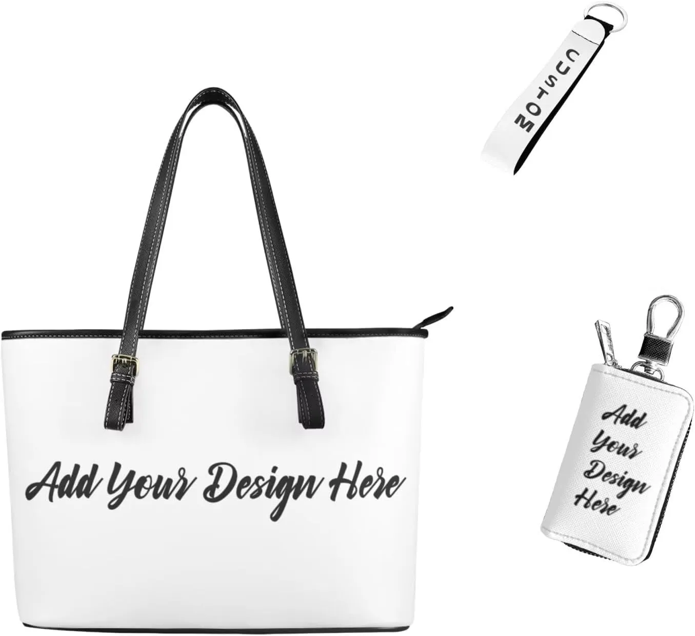 Tote Bags Set 3 Piece Shoulder Bag Saddle Bag Purses for Women Car Key Fob Cover Key Holder