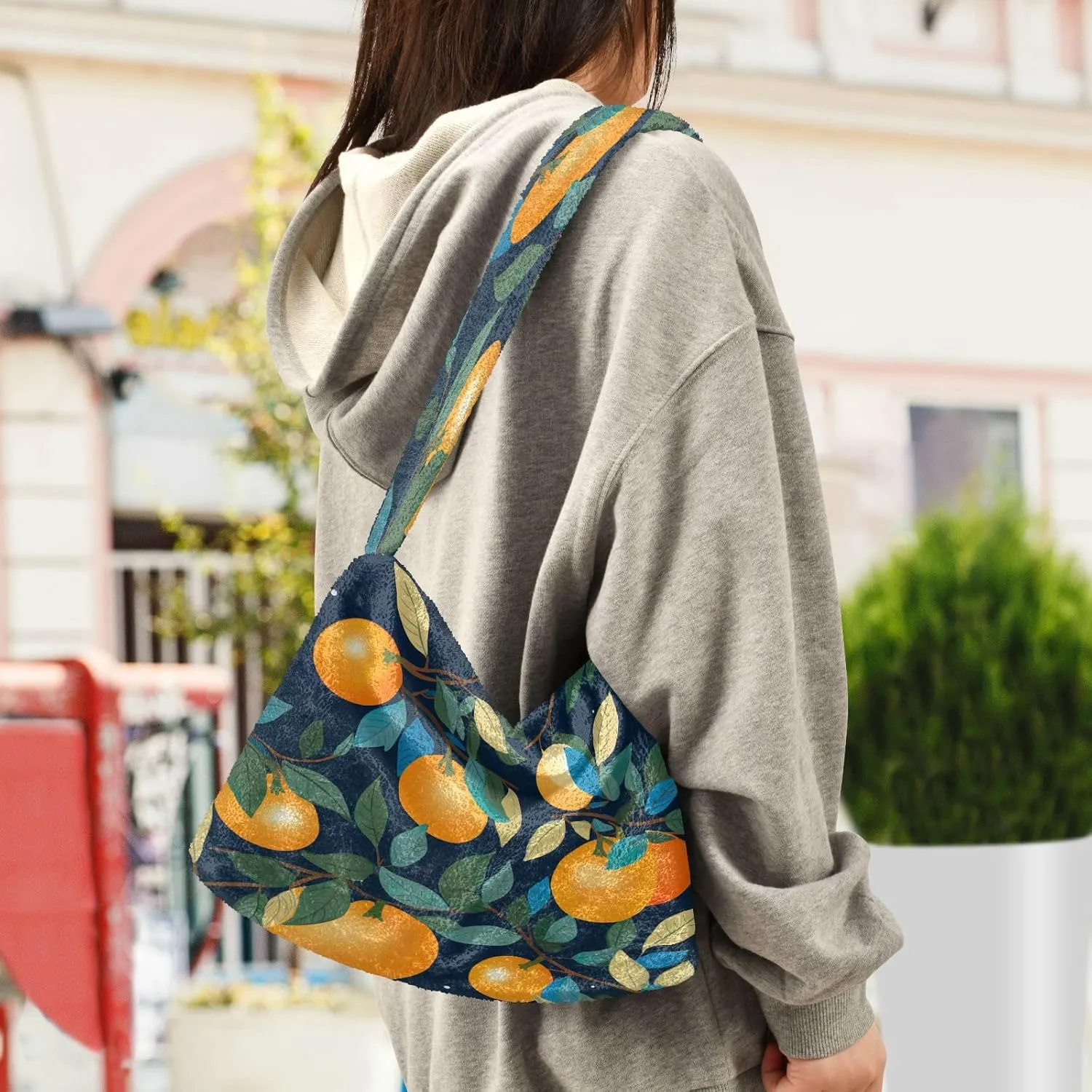 Tropical Leaves on White Women's Shoulder Bag, Long Shoulder Bag, Hand Bag for Ladies