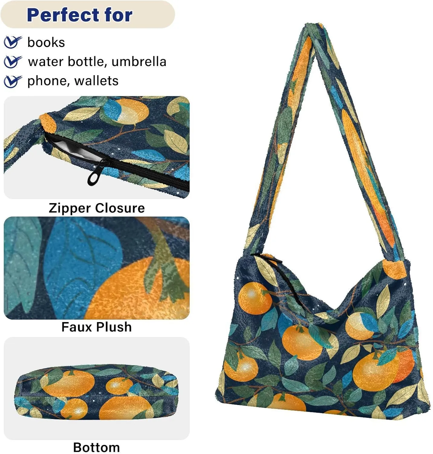 Tropical Leaves on White Women's Shoulder Bag, Long Shoulder Bag, Hand Bag for Ladies