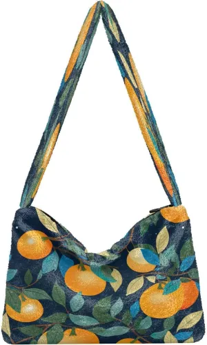 Tropical Leaves on White Women's Shoulder Bag, Long Shoulder Bag, Hand Bag for Ladies