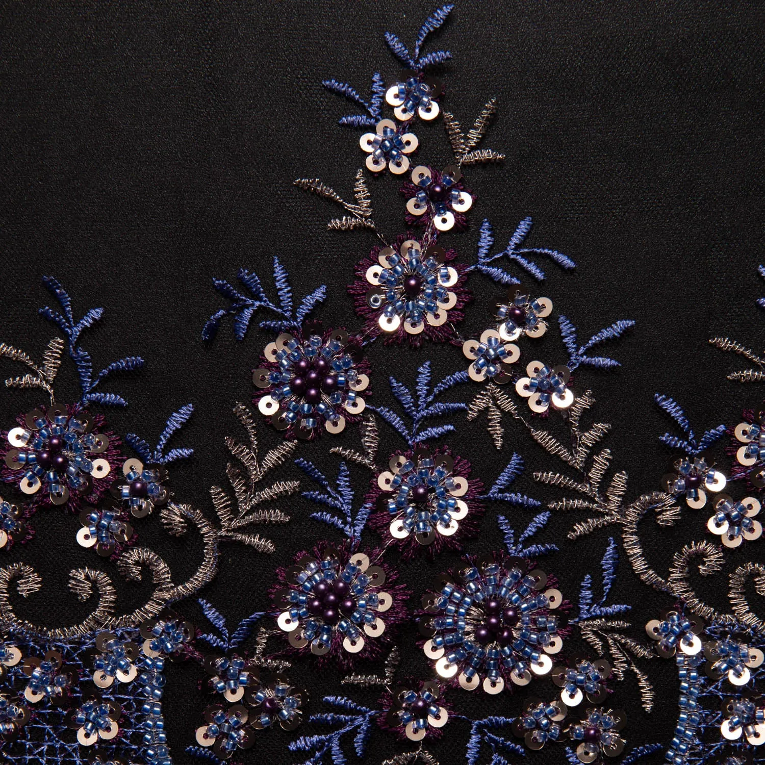 Tulle Lace Fabric Embroidered with Sequins and Sophisticated Pattern 52" Wide | Exquisite Fabric