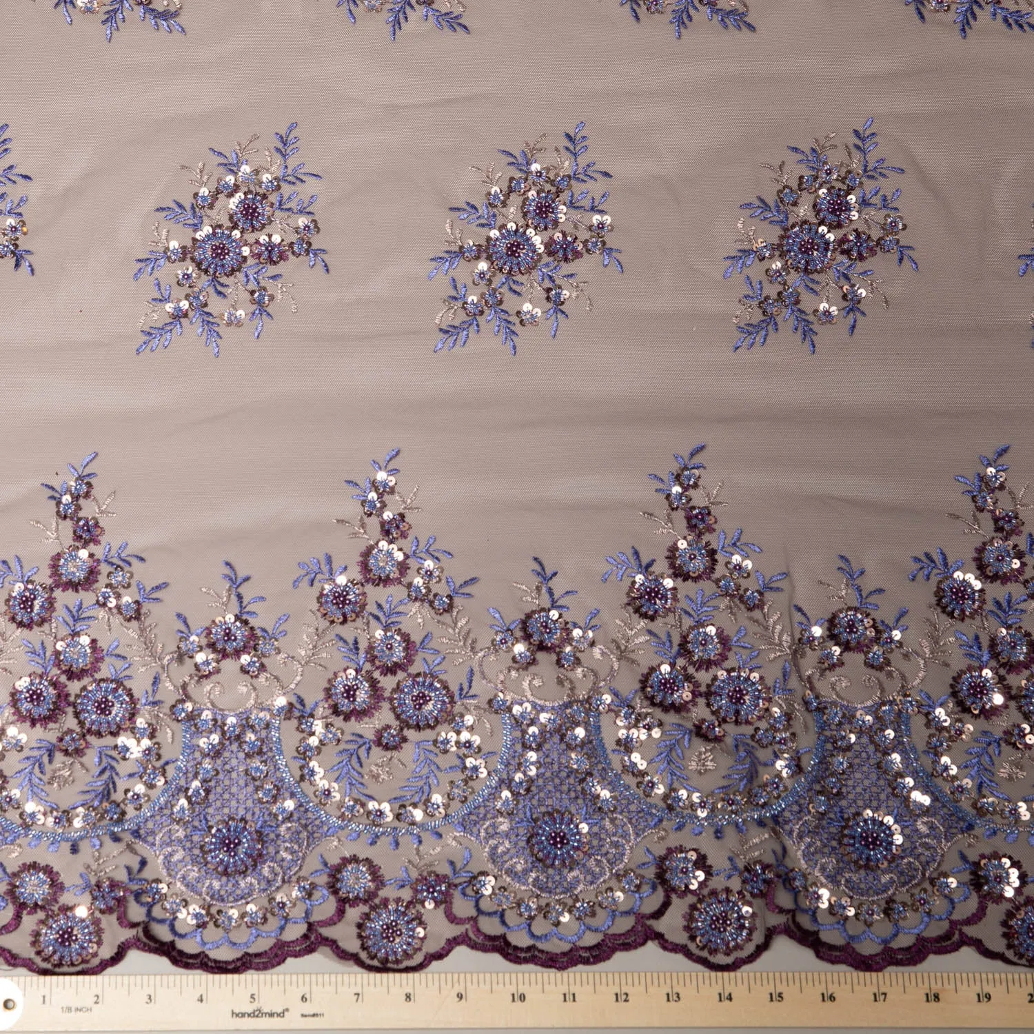 Tulle Lace Fabric Embroidered with Sequins and Sophisticated Pattern 52" Wide | Exquisite Fabric