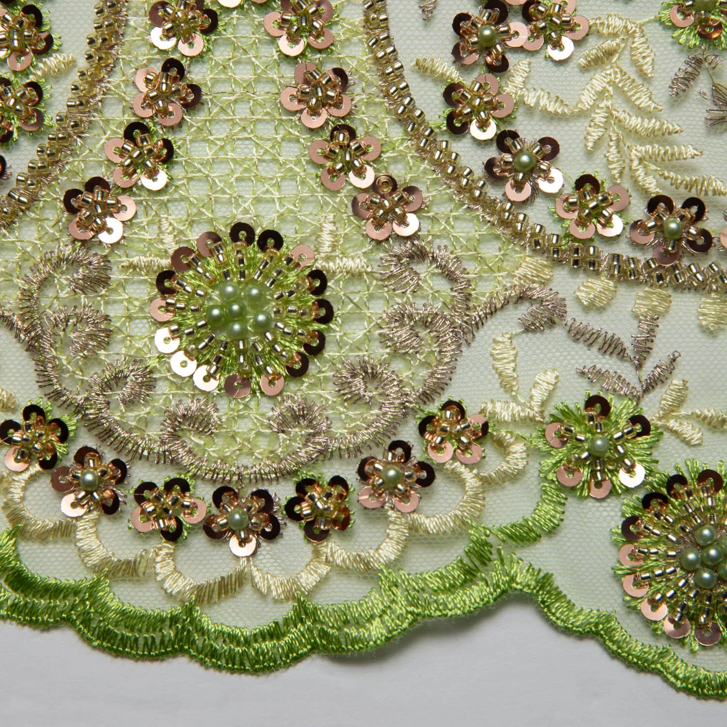 Tulle Lace Fabric Embroidered with Sequins and Sophisticated Pattern 52" Wide | Exquisite Fabric