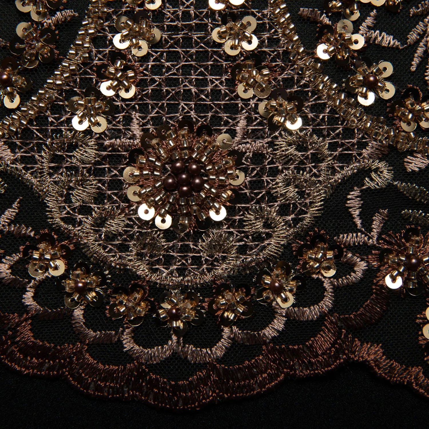 Tulle Lace Fabric Embroidered with Sequins and Sophisticated Pattern 52" Wide | Exquisite Fabric