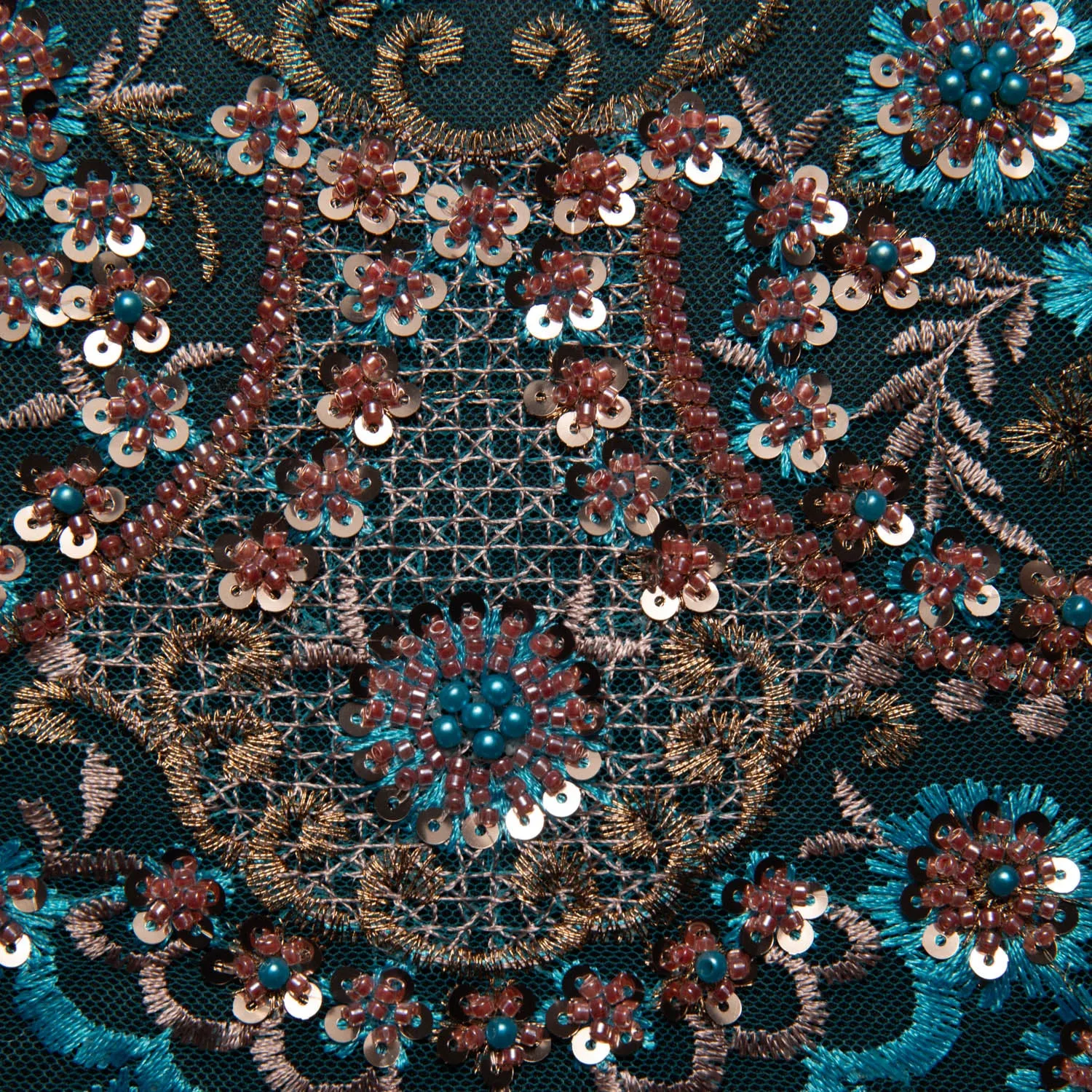 Tulle Lace Fabric Embroidered with Sequins and Sophisticated Pattern 52" Wide | Exquisite Fabric