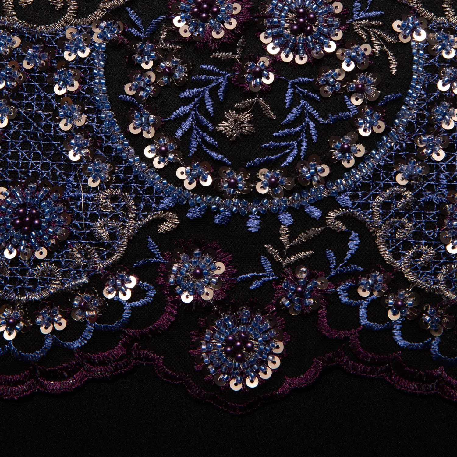Tulle Lace Fabric Embroidered with Sequins and Sophisticated Pattern 52" Wide | Exquisite Fabric