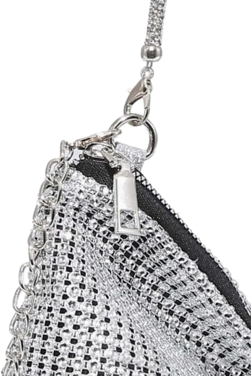 UMREN Rhinestone Hobo Bags for Women Chic Evening Handbag Sparkly Crystal Cluth Purse for Party Club Wedding