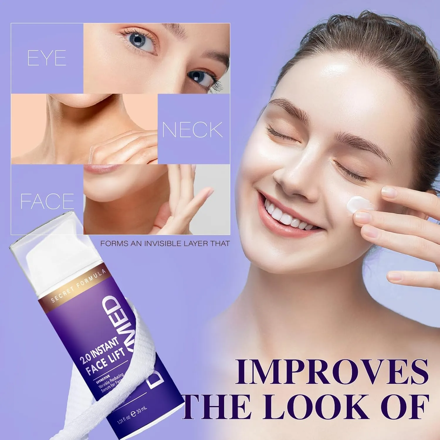 Under Eye Bags and Wrinkles - 2.0 Instant Face Lift Cream,Remove Dark Circles, Bags Under Eyes, Fine Lines, Wrinkles and Neck Lines,Firming Delicate Skin 1.01oz