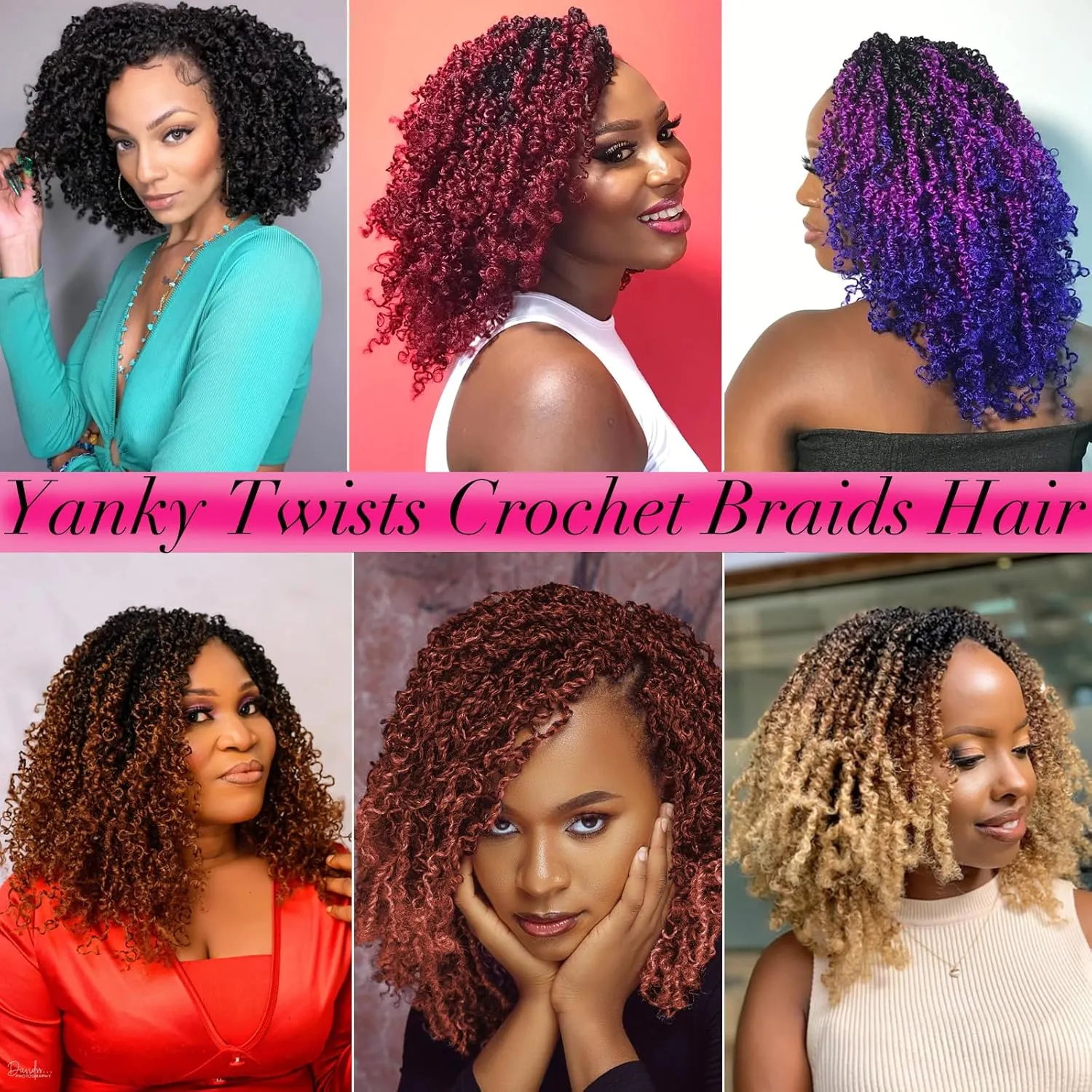 Unionbeauty 12 Inch Pre-twisted Yanky Twist Crochet Hair 8 Bundles Pre-looped Micro Spring Twist Hair Senegalese Twist Crochet Braids Hair with Bouncy Synthetic Marlybob Crochet Hair Extensions 1B/27#