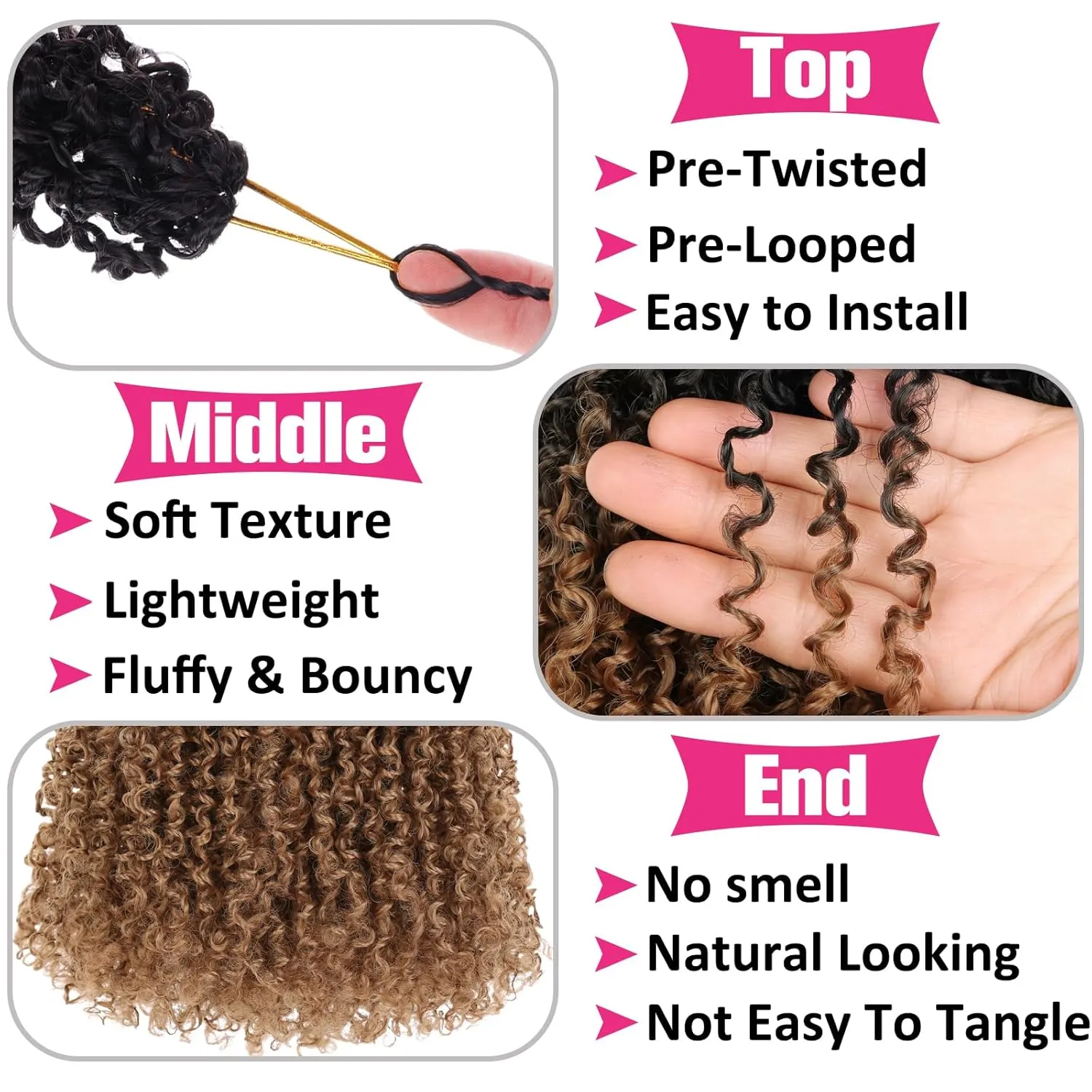 Unionbeauty 12 Inch Pre-twisted Yanky Twist Crochet Hair 8 Bundles Pre-looped Micro Spring Twist Hair Senegalese Twist Crochet Braids Hair with Bouncy Synthetic Marlybob Crochet Hair Extensions 1B/27#