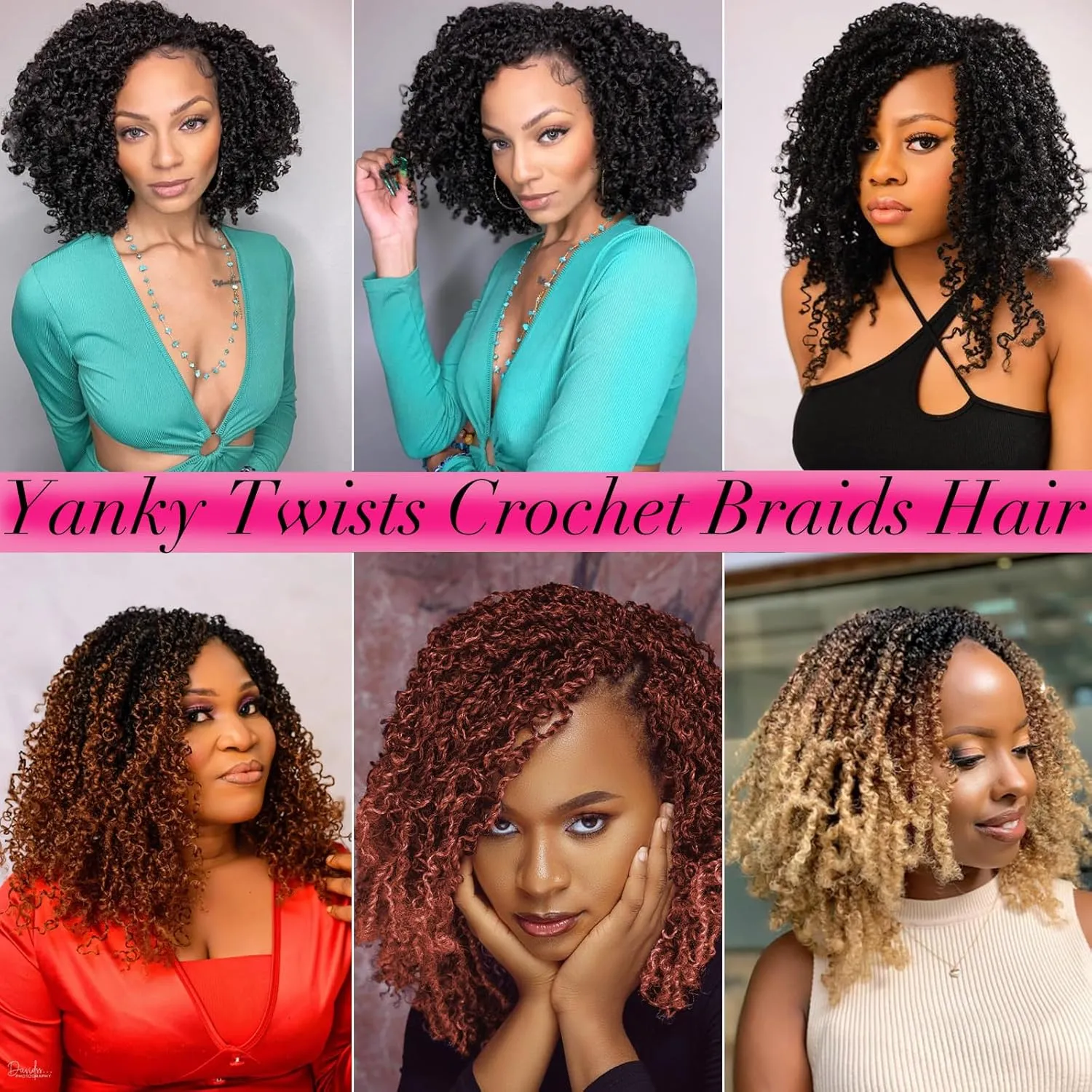 Unionbeauty 12 Inch Yanky Twist Crochet Braids Hair 8Packs Natural Black Pre-twisted Micro Passion Twist Crochet Hair Pre-looped Micro Spring Twist Crochet Braids Synthetic Crochet Hair Extensions 1B#