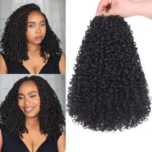 Unionbeauty 12 Inch Yanky Twist Crochet Braids Hair 8Packs Natural Black Pre-twisted Micro Passion Twist Crochet Hair Pre-looped Micro Spring Twist Crochet Braids Synthetic Crochet Hair Extensions 1B#
