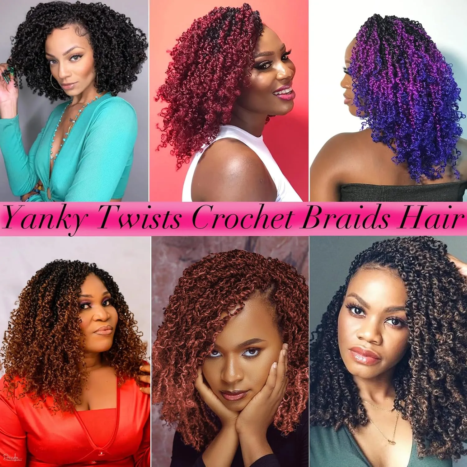 Unionbeauty Pre-looped Yanky Twists Crochet Braids Hair 12 Inch 8 PCS Copper Red Bohemian Pre-twisted Micro Passion Twist Hair Ginger Spring Twist with Bouncy Synthetic Crochet Hair Extensions 1B/350#