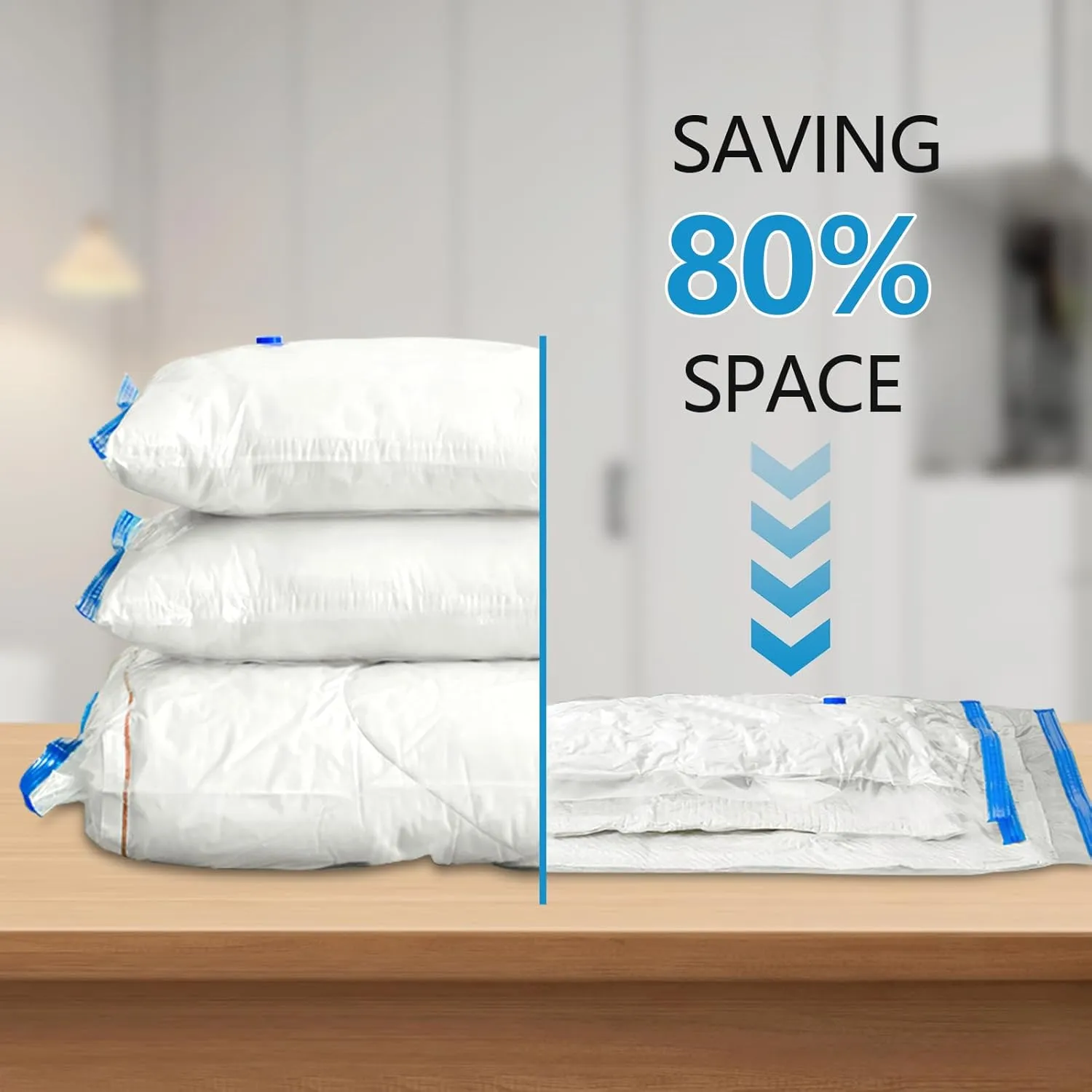 Vacuum Seal Bags for Clothing Travel, 6 Pack Space Saver Vacuum Storage Bags with Electric Pump,Portable Compression Sealer for Clothes, Blankets, Bedding & Travel,Good for Storage and Organization