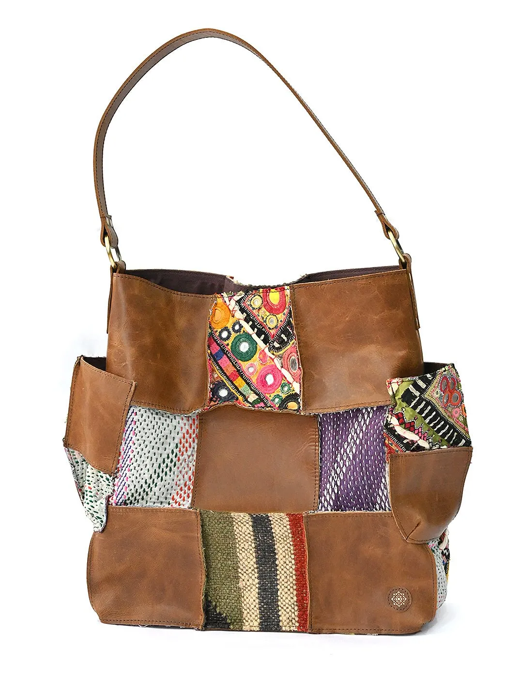 VAGATOR - VINTAGE FABRIC & LEATHER PATCHWORK HAND BAG