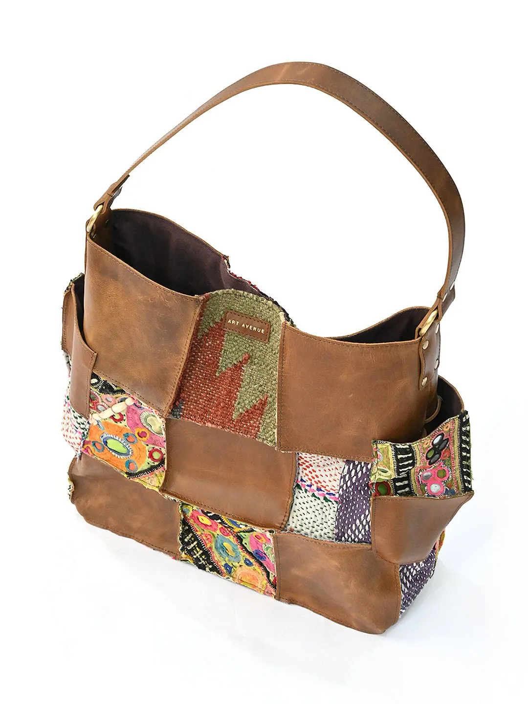 VAGATOR - VINTAGE FABRIC & LEATHER PATCHWORK HAND BAG