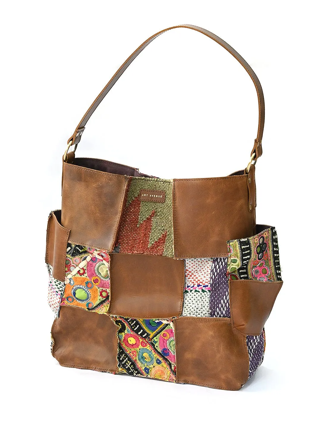 VAGATOR - VINTAGE FABRIC & LEATHER PATCHWORK HAND BAG
