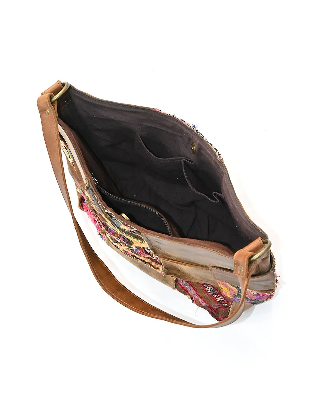 VAGATOR - VINTAGE FABRIC & LEATHER PATCHWORK HAND BAG