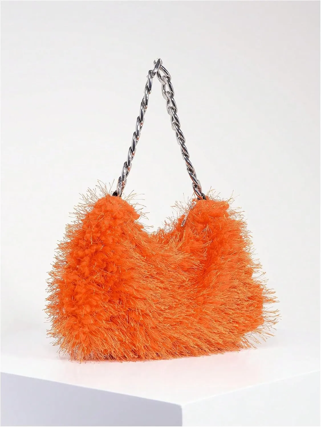 Verdusa Women's Fluffy Faux Fur Underarm Bags Fuzzy Shoulder Bag Plush Purse