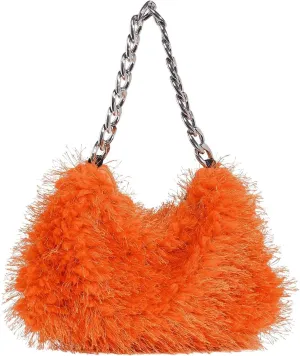 Verdusa Women's Fluffy Faux Fur Underarm Bags Fuzzy Shoulder Bag Plush Purse