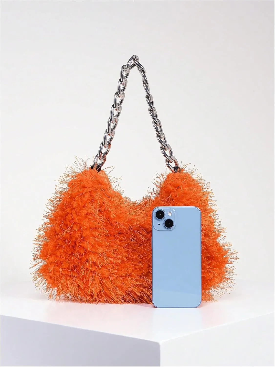 Verdusa Women's Fluffy Faux Fur Underarm Bags Fuzzy Shoulder Bag Plush Purse