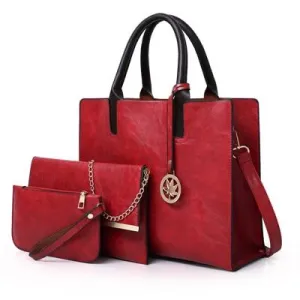 Versatile 3-in-1 Leather - Tote Women Bluetooth-enabled for Red Bag - Anti-slip Design