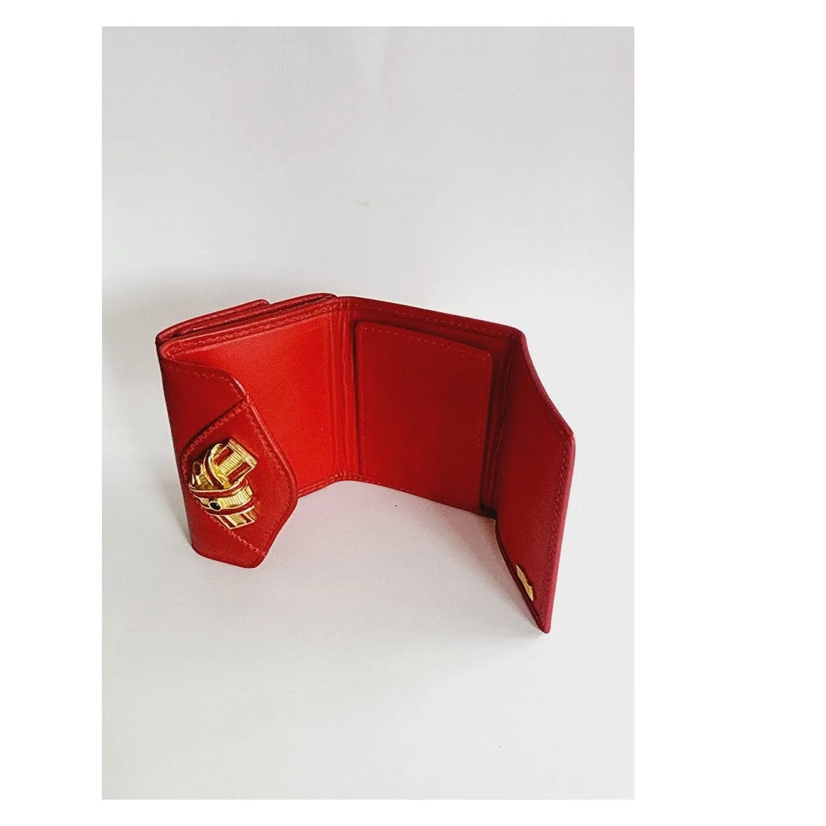 Vintage Judith Leiber Mini Coin Purse Red Leather