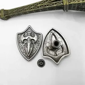 Vintage Silver Cross Shield Studs Gothic Punk Rivet Leather Belt 20pcs