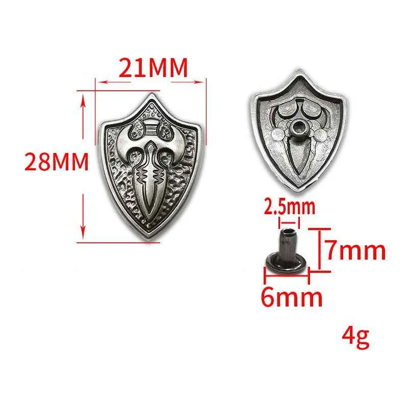 Vintage Silver Cross Shield Studs Gothic Punk Rivet Leather Belt 20pcs