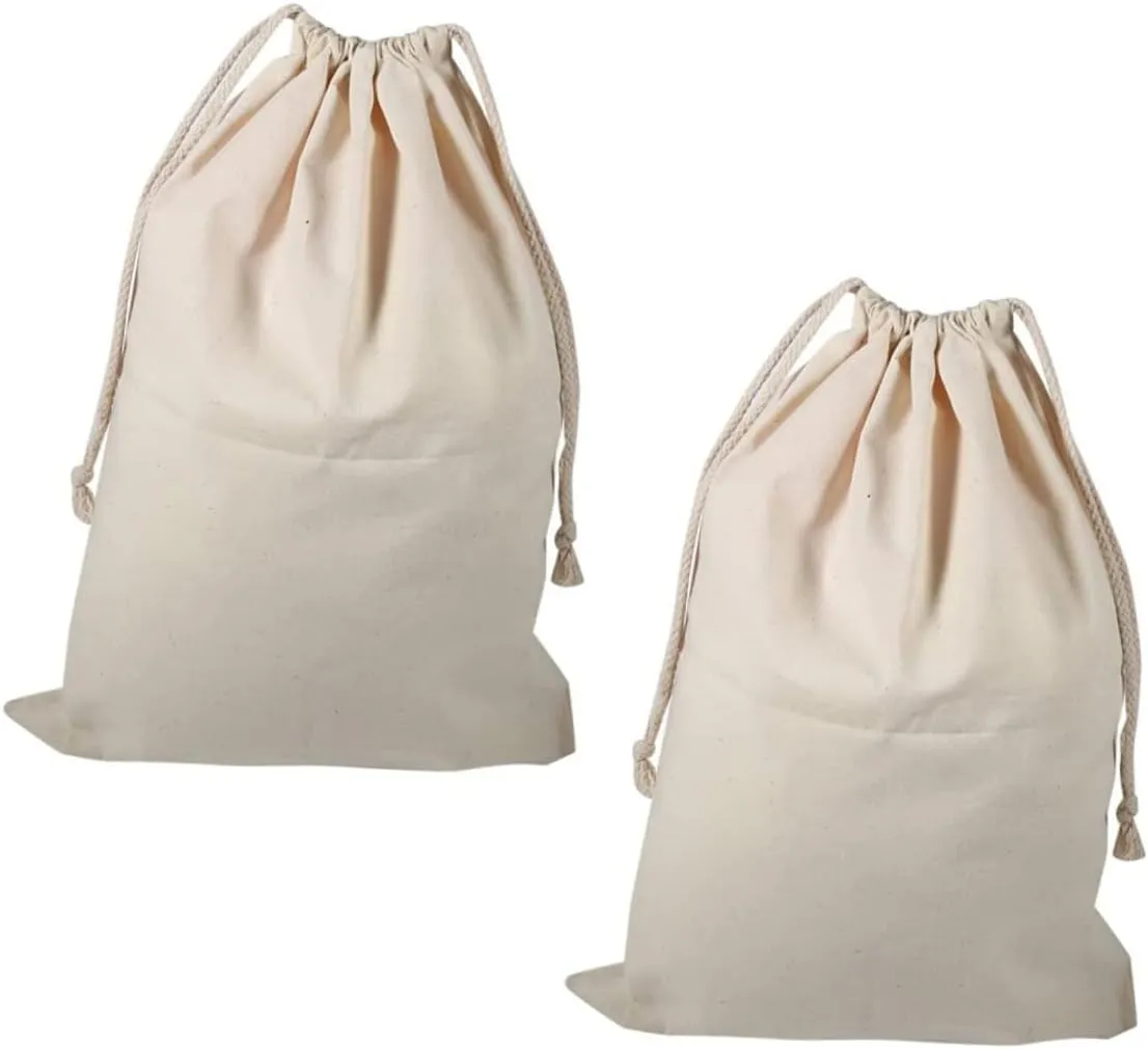 VOSAREA 2Pcs Drawstring Laundry Bags for Travel and Home Use Practical Clothes Organizer for Washing Outing and Laundry Protection Beige