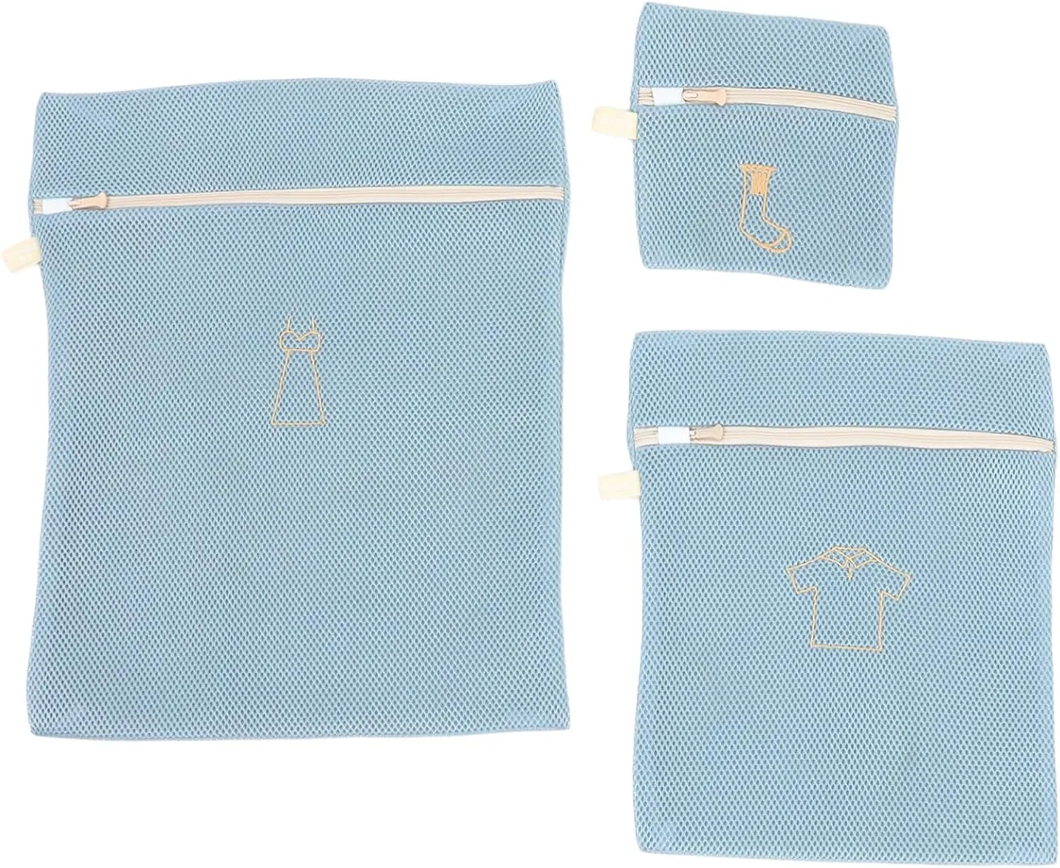 VOSAREA 3Pcs Fine Mesh Laundry Bags for Washing Machine Zippered Organizer Sacks for Bras and Delicate Clothing Travel Essential for Efficient