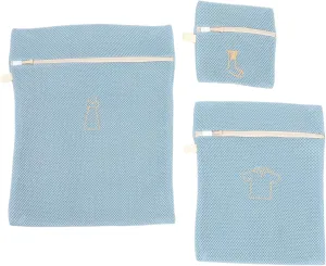 VOSAREA 3Pcs Fine Mesh Laundry Bags for Washing Machine Zippered Organizer Sacks for Bras and Delicate Clothing Travel Essential for Efficient