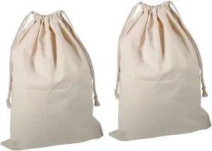 Wakauto 2Pcs Washable Laundry Bags Thickened Drawstring Storage Bags for Travel Household Use Protect Delicate Clothes Rip Resistant Material Beige