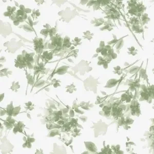 Watercolor Hydrangeas Green Floral