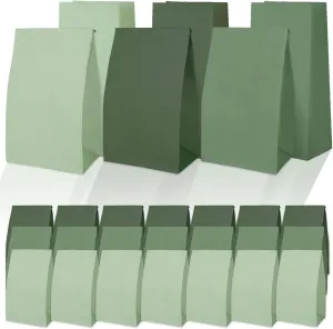 Whaline 36Pcs Sage Green Paper Gift Bags 3 Colors Gradient Green Party Favor Bags One Lucky Duck Goodie Treat Bag for Wedding Baby Shower Birthday Mallard Duck Party Supplies, 5.1 x 3.1 x 9.4 Inch